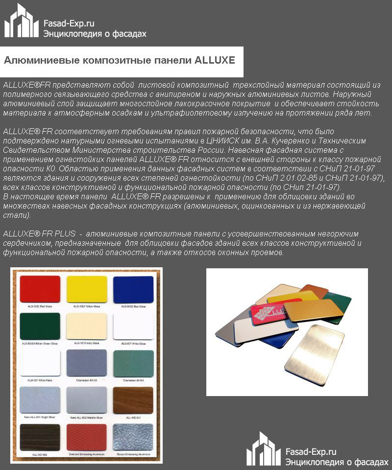 Алюминиевые композитные панели ALLUXE